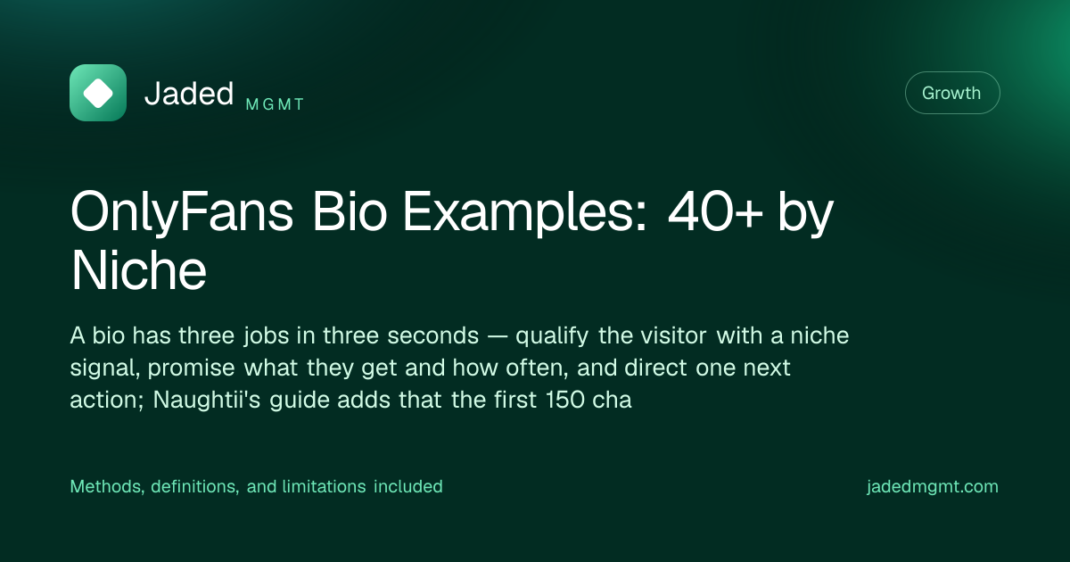 Visual summary for OnlyFans Bio Examples: 40+ by Niche