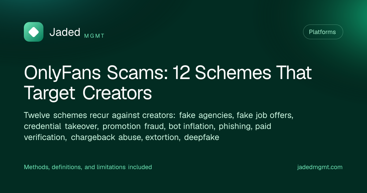 Visual summary for OnlyFans Scams: 12 Schemes That Target Creators