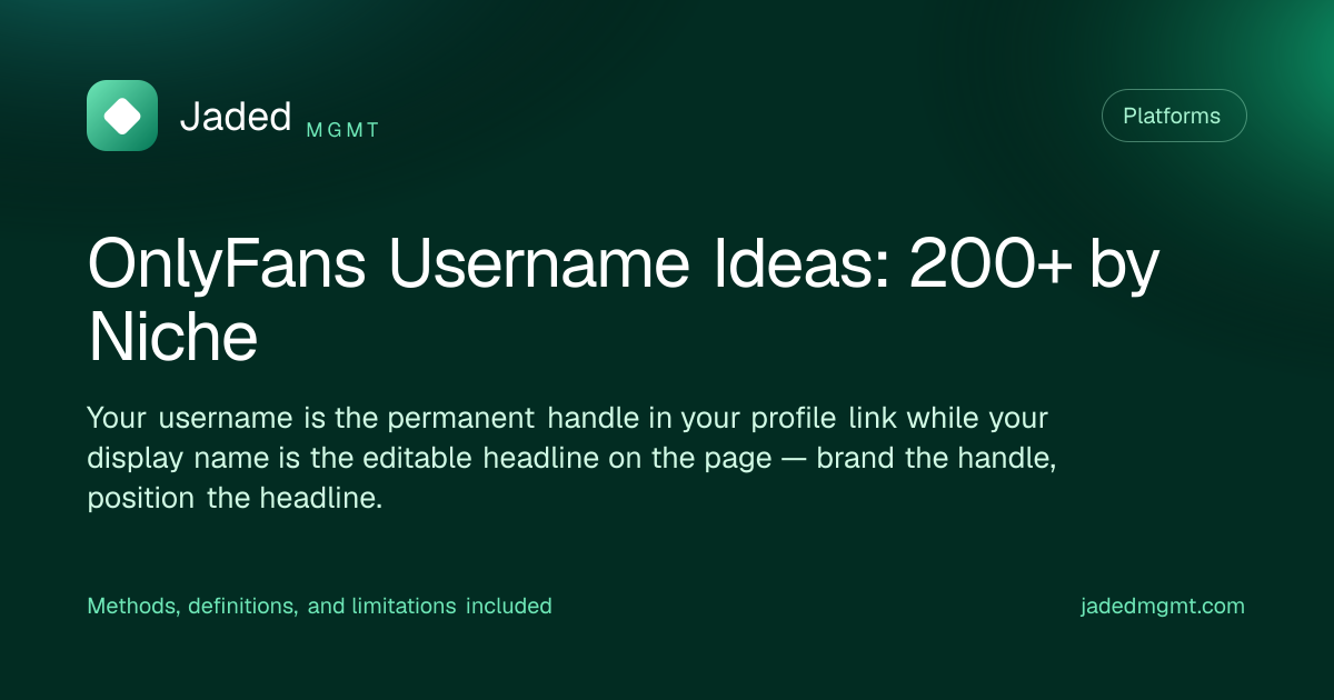 Visual summary for OnlyFans Username Ideas: 200+ by Niche